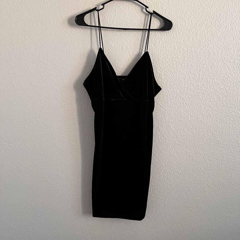 Black XL Slip Dress Velvet Stretch Mini Babydoll Whimsigoth Dark Academia Goth - Picture 4 of 4
